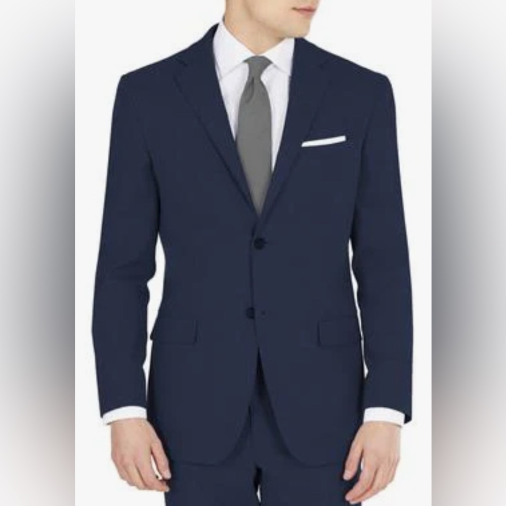 NWT DKNY Modern Fit Stretch Suit Jacket in Navy Blue - Size 44L